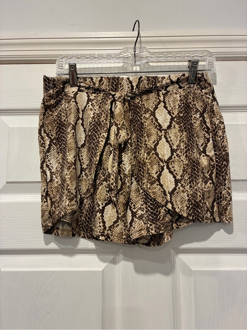 eye candy Brown & Beige Snake Print Shorts with Tie Waist